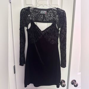 Black velvet lip service dress